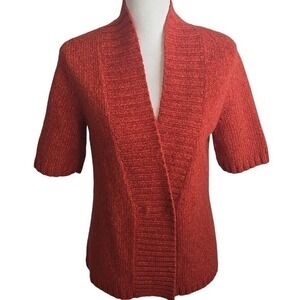 Vintage Mercer & Madison Chunky Knit Orange Lambs Wool Cardigan Sweater Medium